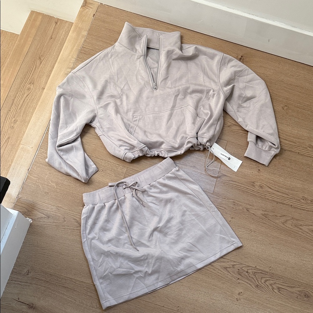 Grey Women's Skort & Sweatshirt Set